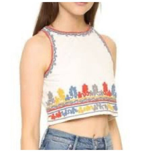 Glamorous Embroidered Crop Top Size Small Split Open Back Festival - Picture 1 of 8
